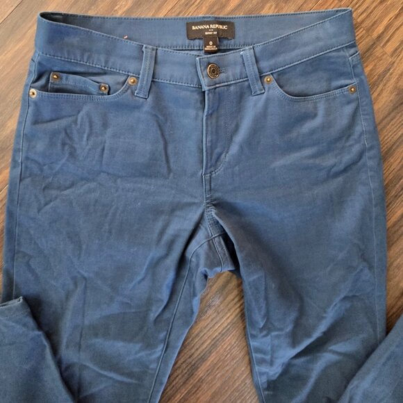 BANANA REPUBLIC Brushed Cotton/Rayon/Spandex Blue Skinny Leg Pants NWOT/SIZE 0 - Picture 3 of 4
